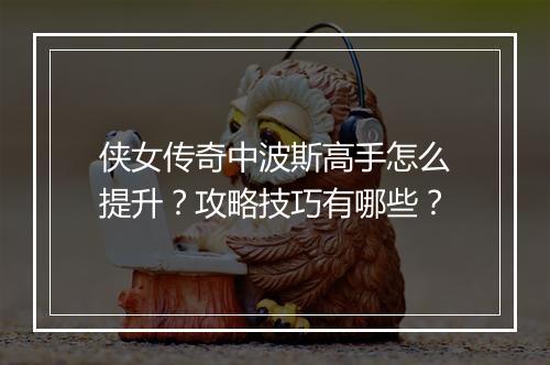 侠女传奇中波斯高手怎么提升？攻略技巧有哪些？