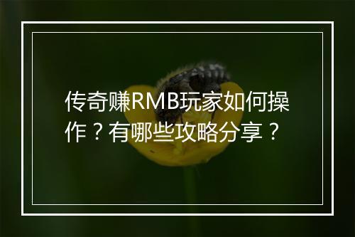 传奇赚RMB玩家如何操作？有哪些攻略分享？