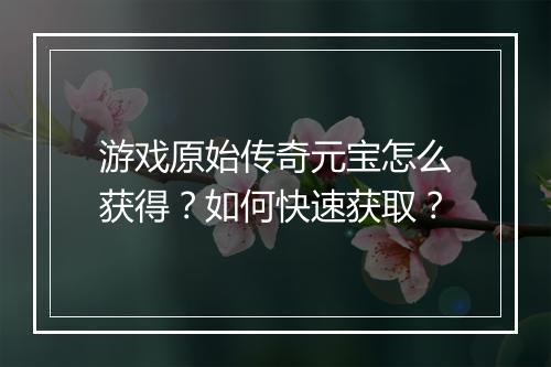 游戏原始传奇元宝怎么获得？如何快速获取？