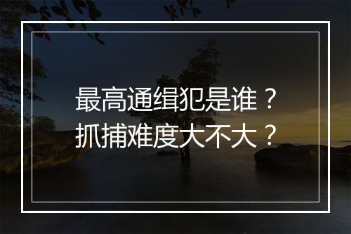 最高通缉犯是谁？抓捕难度大不大？