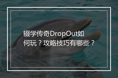 辍学传奇DropOut如何玩？攻略技巧有哪些？