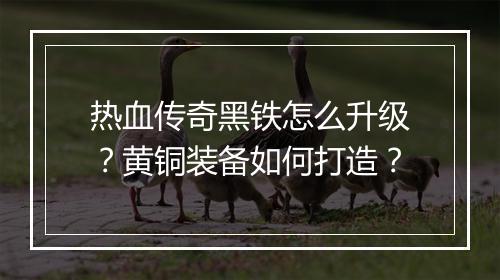 热血传奇黑铁怎么升级？黄铜装备如何打造？