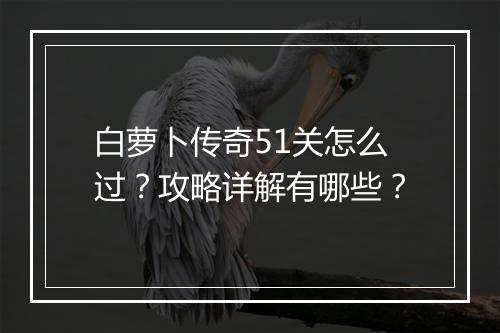 白萝卜传奇51关怎么过？攻略详解有哪些？