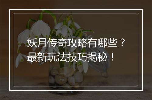 妖月传奇攻略有哪些？最新玩法技巧揭秘！