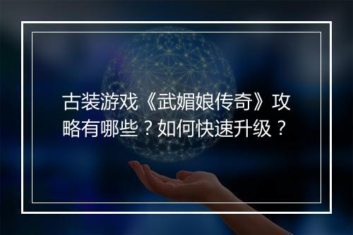 古装游戏《武媚娘传奇》攻略有哪些？如何快速升级？