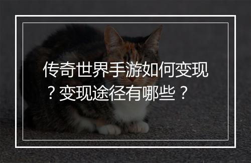 传奇世界手游如何变现？变现途径有哪些？