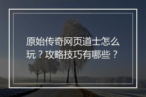 原始传奇网页道士怎么玩？攻略技巧有哪些？