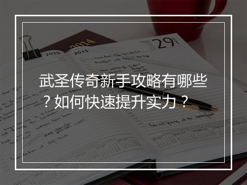 武圣传奇新手攻略有哪些？如何快速提升实力？