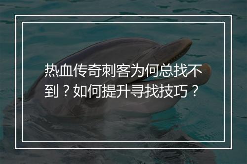 热血传奇刺客为何总找不到？如何提升寻找技巧？