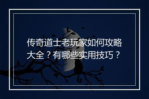传奇道士老玩家如何攻略大全？有哪些实用技巧？