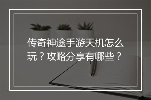 传奇神途手游天机怎么玩？攻略分享有哪些？