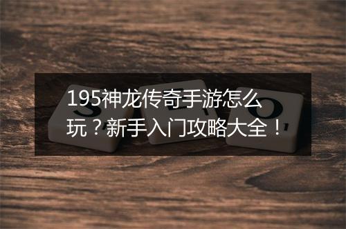 195神龙传奇手游怎么玩?新手入门攻略大全!