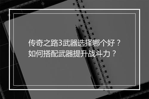 传奇之路3武器选择哪个好？如何搭配武器提升战斗力？
