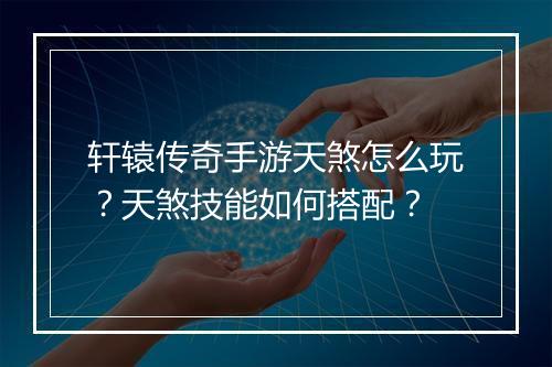 轩辕传奇手游天煞怎么玩？天煞技能如何搭配？