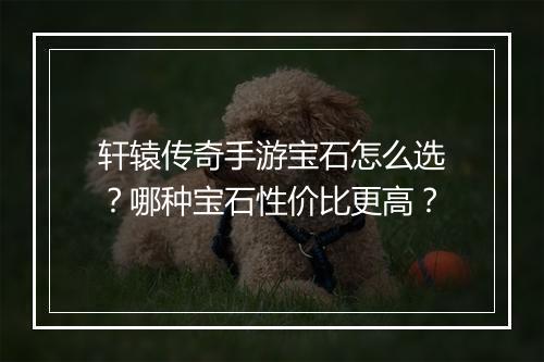 轩辕传奇手游宝石怎么选？哪种宝石性价比更高？