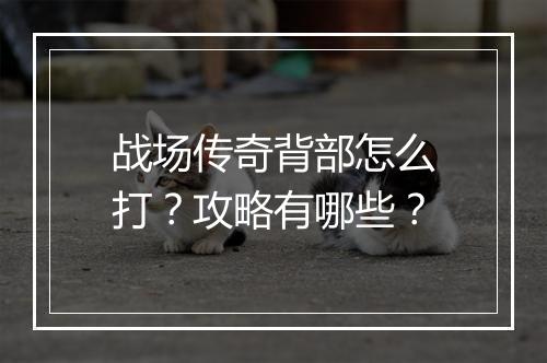 战场传奇背部怎么打？攻略有哪些？