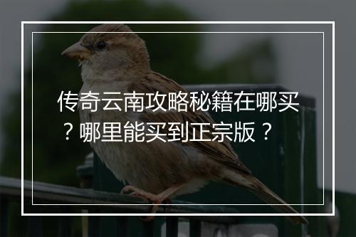 传奇云南攻略秘籍在哪买？哪里能买到正宗版？