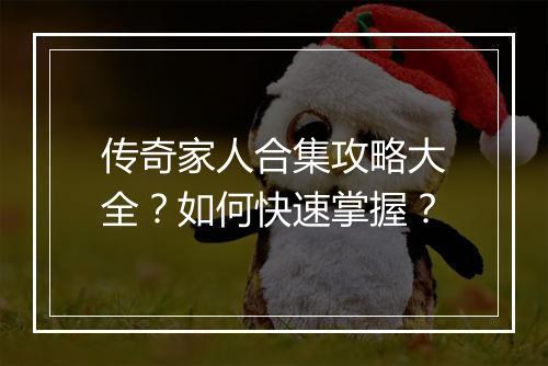 传奇家人合集攻略大全？如何快速掌握？