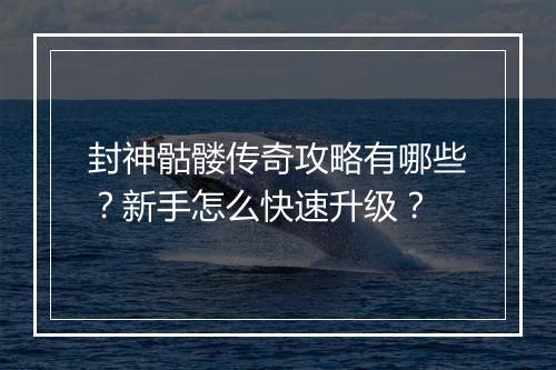 封神骷髅传奇攻略有哪些？新手怎么快速升级？