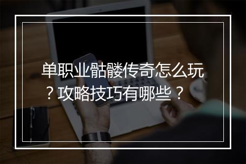 单职业骷髅传奇怎么玩？攻略技巧有哪些？