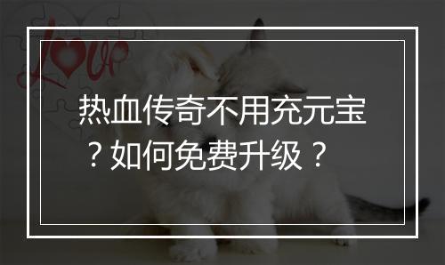 热血传奇不用充元宝？如何免费升级？