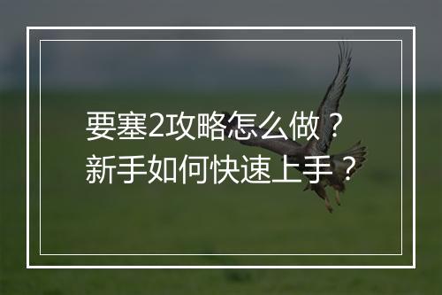 要塞2攻略怎么做？新手如何快速上手？