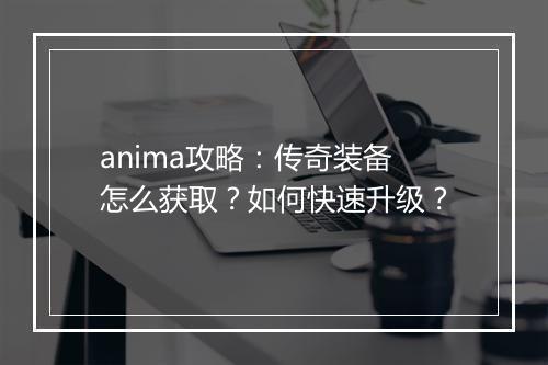anima攻略：传奇装备怎么获取？如何快速升级？