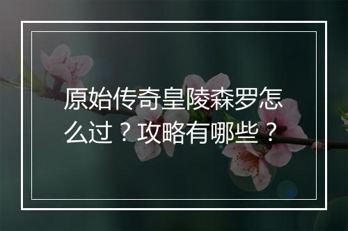 原始传奇皇陵森罗怎么过？攻略有哪些？