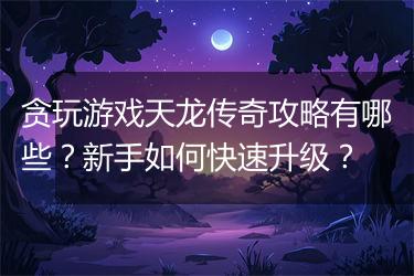 贪玩游戏天龙传奇攻略有哪些？新手如何快速升级？