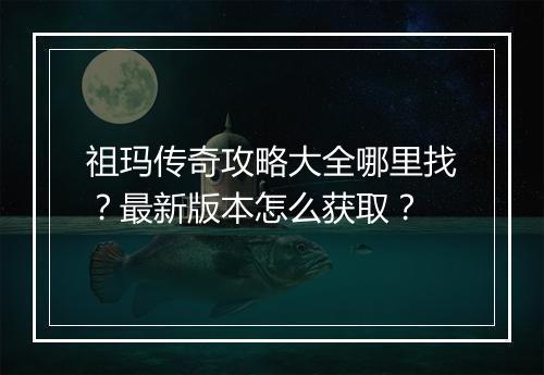 祖玛传奇攻略大全哪里找？最新版本怎么获取？