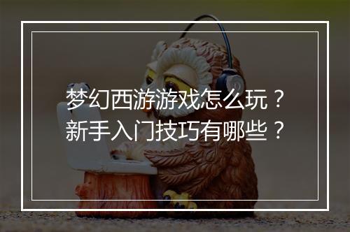 梦幻西游游戏怎么玩？新手入门技巧有哪些？