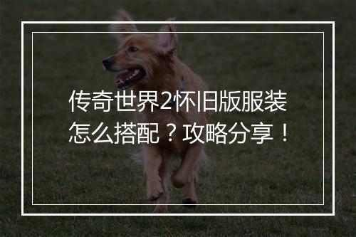 传奇世界2怀旧版服装怎么搭配？攻略分享！