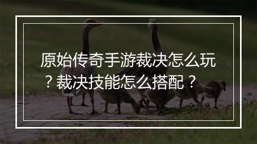 原始传奇手游裁决怎么玩？裁决技能怎么搭配？