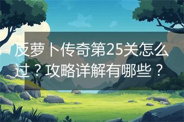 反萝卜传奇第25关怎么过？攻略详解有哪些？