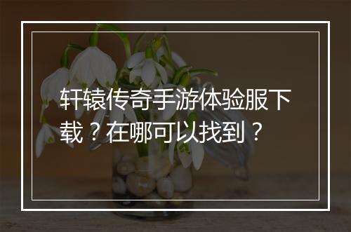 轩辕传奇手游体验服下载？在哪可以找到？