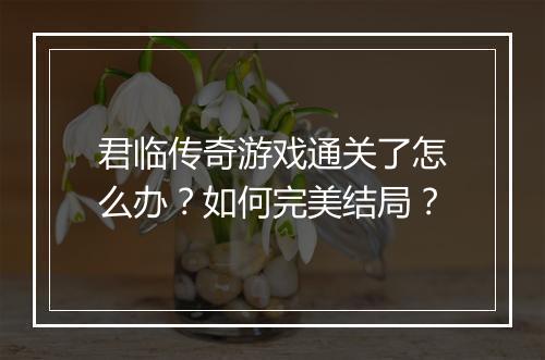 君临传奇游戏通关了怎么办？如何完美结局？