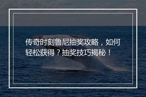传奇时刻鲁尼抽奖攻略，如何轻松获得？抽奖技巧揭秘！