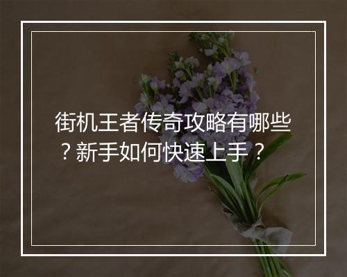 街机王者传奇攻略有哪些？新手如何快速上手？