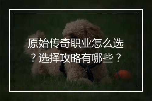 原始传奇职业怎么选？选择攻略有哪些？