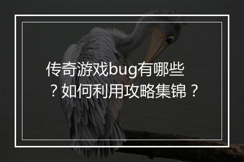 传奇游戏bug有哪些？如何利用攻略集锦？
