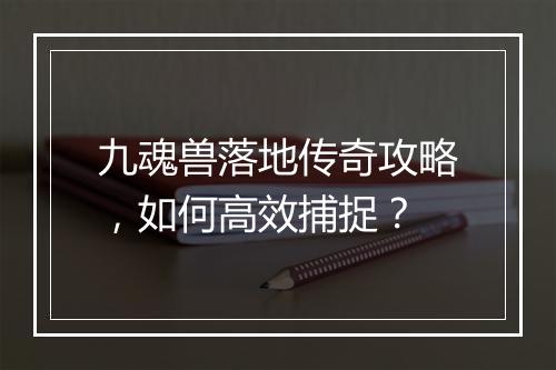 九魂兽落地传奇攻略，如何高效捕捉？