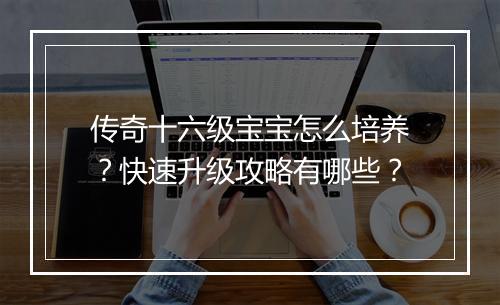 传奇十六级宝宝怎么培养？快速升级攻略有哪些？