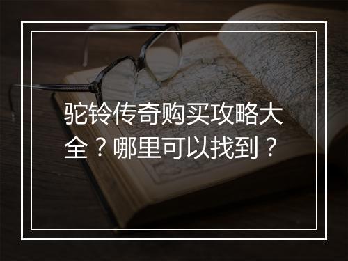 驼铃传奇购买攻略大全？哪里可以找到？