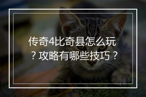 传奇4比奇县怎么玩？攻略有哪些技巧？