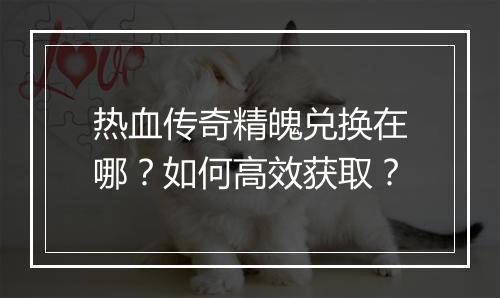 热血传奇精魄兑换在哪？如何高效获取？