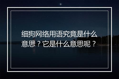 细狗网络用语究竟是什么意思？它是什么意思呢？