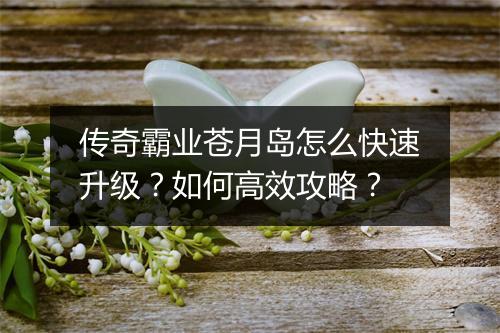 传奇霸业苍月岛怎么快速升级？如何高效攻略？