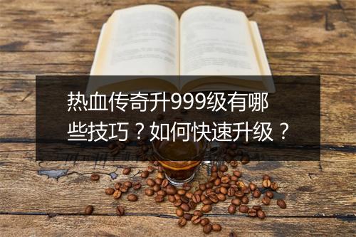 热血传奇升999级有哪些技巧？如何快速升级？