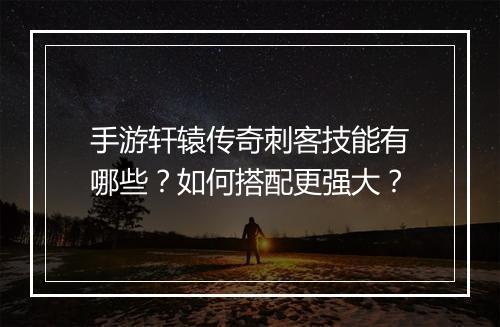 手游轩辕传奇刺客技能有哪些？如何搭配更强大？