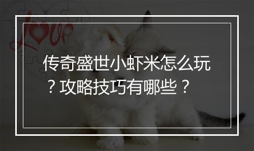 传奇盛世小虾米怎么玩？攻略技巧有哪些？